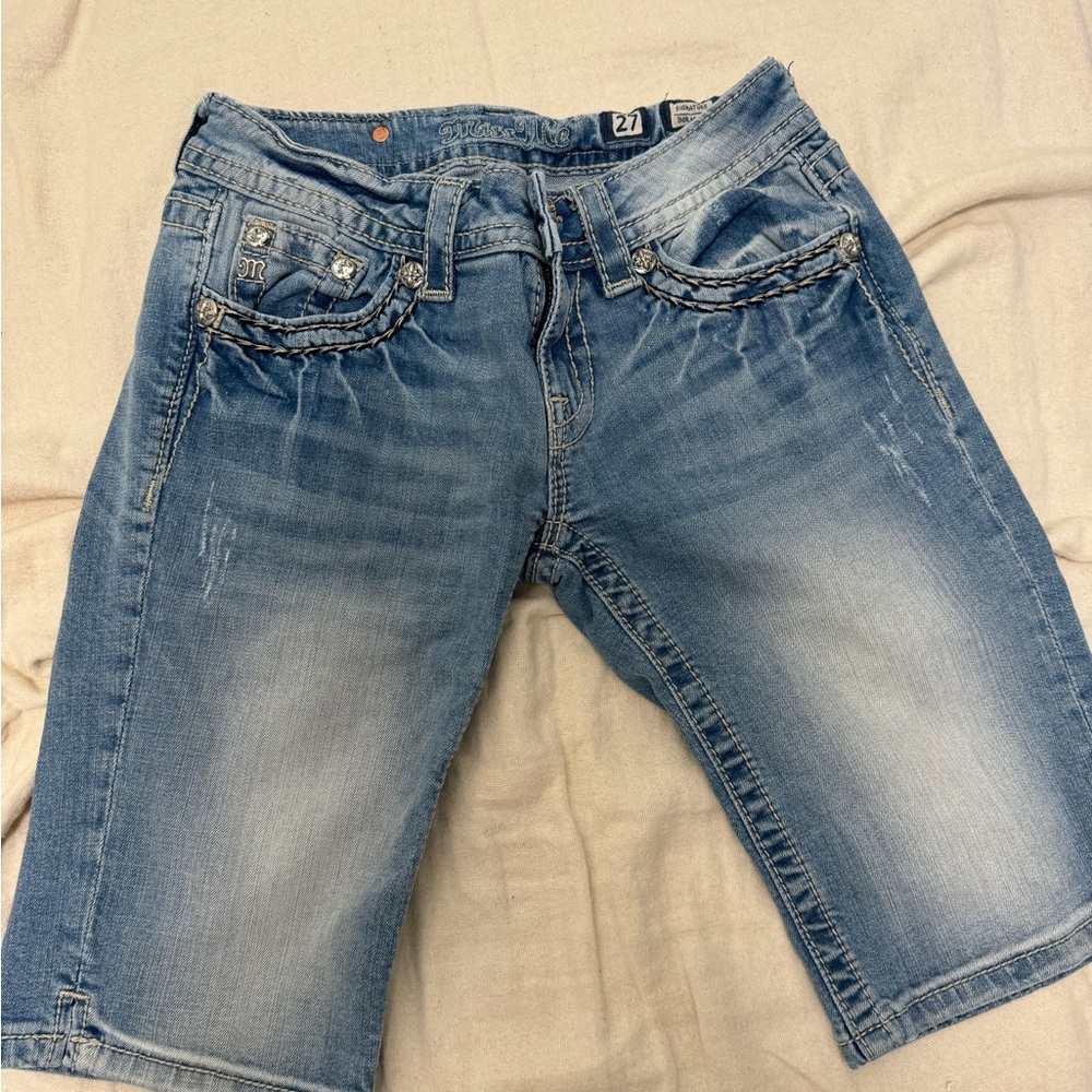 Miss Me Light Blue Denim Shorts